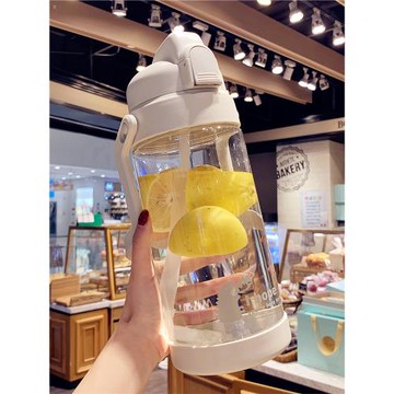 簡約潮流大人吸管塑料杯大號水壺隨手杯男女士健身運動大容量水杯