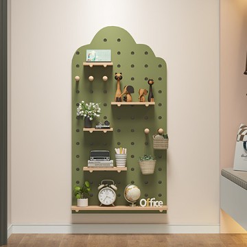 優樂悅~定制實木洞洞板墻上置物架掛板裝飾置物架收納架墻面木質書架隔板 可定制