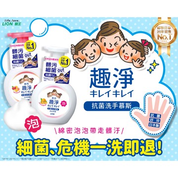 日本獅王 LION 趣淨洗手慕斯 罐裝250ml 清爽柑橘 抗菌洗手乳