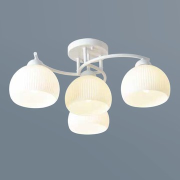 鋼材烤漆白玉玻璃造型半吸頂燈 36-60944