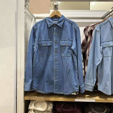 日系男/女裝寬松牛仔工裝襯衫/長袖水洗產品襯衣空調衫外套484245