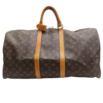LOUIS VUITTON LV 路易威登 棕色 原花 PVC塗層帆布 Keepall 55 行李袋 手提包 M41414 【二手名牌BRAND OFF】