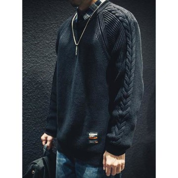 冬季加厚毛衣男寬松潮牌圓領大碼針織衫胖子加肥加大秋冬線衣外套