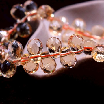 如鴻天然黃水晶手鏈水滴刻面帶閃面女士手串單圈時尚飾品禮物