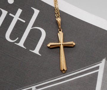 古董法國超級美包金十字架項鍊 N807