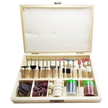 【創藝】電磨配件100件套 附木盒收納盒 電磨配件 電磨機配件 打磨頭 打磨 雕刻 拋光配件 研磨配件 (台灣快速出貨)