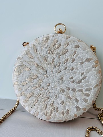 流金水滴織錦緞小圓包 - 可手拿/ 斜揹/ 婚禮姊妹禮物