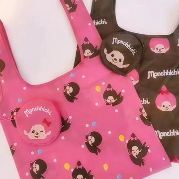 人氣新品💕蒙奇奇 蒙奇奇購物袋 monchhichi 新款蒙奇奇可摺疊 印花購物袋 大容量收納包 買菜環保袋 可愛