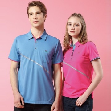 Per GIBO T網眼男版短POLO衫(PT222906)尼加拉藍/亮桃