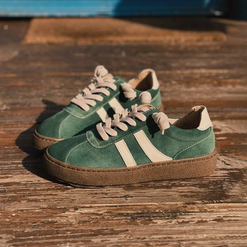 貓鬍鬚厚底德訓鞋-毛線綠