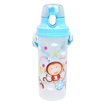 跳跳猴 直喝水杯壺 兒童水壺 吸管蓋 有提把 台灣製  藍色  650ml  1個