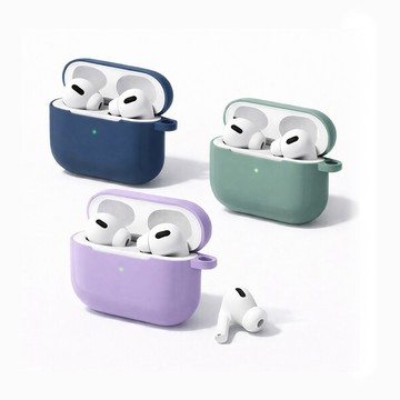 AirPods Pro 保護殼/套 【HERBY禾比】AirPods Pro保護套 藍牙耳機純色矽膠保護套 防汙防撞 可水洗材質 附金屬掛鉤