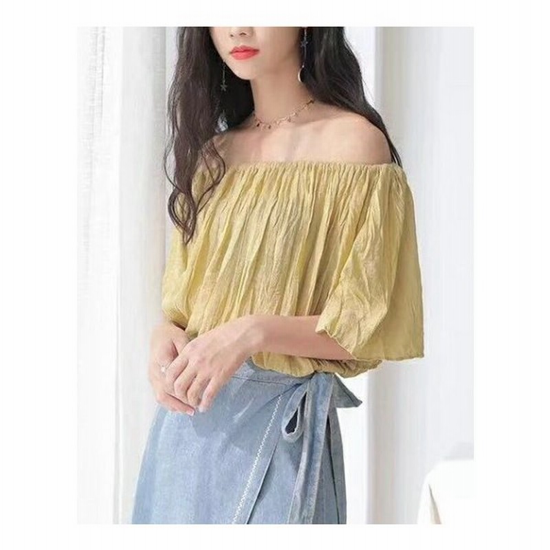 レディース 韓国ファッション オープンショルダー 肩見せ オフショルダー ブラウス 半袖 ショートスリーブ シャツ 春物 夏物 トップス 普段着 オフコーデ Off 通販 Lineポイント最大0 5 Get Lineショッピング