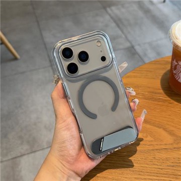 隱藏式鋁合金支架磁吸鈦灰色適用于iPhone17promax蘋果16手機殼新款折疊支架15高級感14簡約13亞克力全包防摔