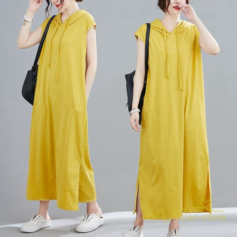 ワンピース レディース ノースリーブ ロング マキシ サイドスリット フード付き ロングワンピース 50代 40代 30代 きれいめ カジュアル おしゃれ 夏 通販 Lineポイント最大get Lineショッピング