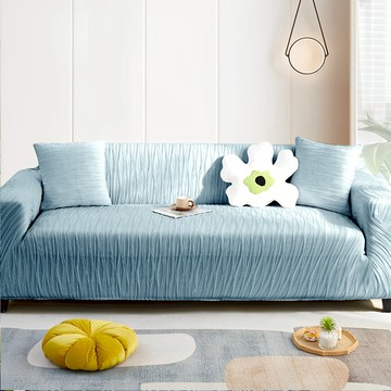 【好物良品】《一人座水系紋理系列》春夏季涼感系彈力沙發罩90~130cm｜贈抱枕套x1米白 一人座