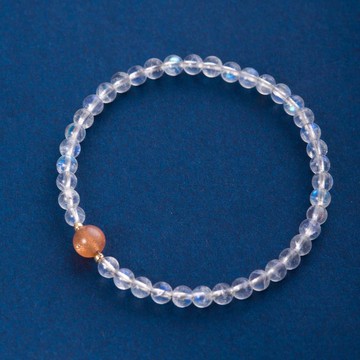 月光石太陽石14KGF手鏈 | 玻璃體7A月亮石 | 天然石水晶手鍊客製