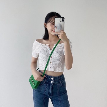 【Aa.chic】甜美皺皺短版彩色釦上衣(五色)女裝/甜美/短版/彩色釦/上衣【C809152】