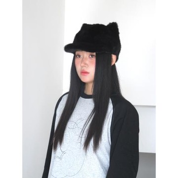 超可愛貓耳朵毛絨保暖棒球帽報童帽百搭顯臉小帽子八角帽潮防寒