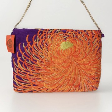 日本真絲和服袋帶肩背, 手工刺繡斜挎包, 環保再生時尚設計