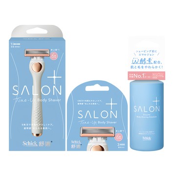 Schick 舒適牌 舒綺極 Salon Plus 去角質亮膚仕女除毛刀 敏感肌用 超值組 刀把 + 刀片4個 + 護理乳液200g  1組  3件