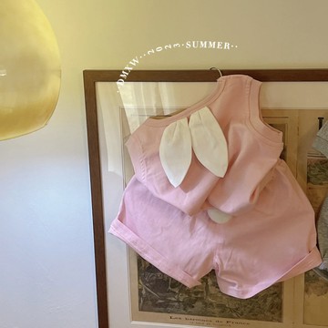 Mini baby🌷兒童背心套裝夏裝新款中小童無袖上衣純棉兩件套幼兒園套裝潮