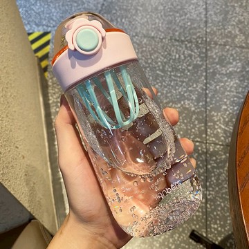 水杯簡約清新森系可愛少女心帶刻度塑料杯學生杯子ins便攜女水瓶