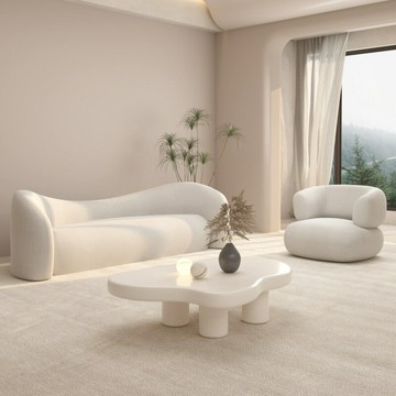 【台灣公司 可打統編】網紅民宿奶油風 沙發弧形服裝店休息區組合 美容院羊羔絨接待洽談 可開發票 全館六折 工廠現貨直銷 新品特價 c9111