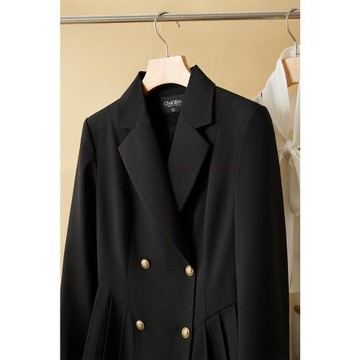 西裝連衣裙女新款設計感小眾百搭連衣裙百褶職業休閑試試潮流660