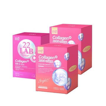 買2送1 再送10【m2美度】超能水光膠原飲/膠原C粉 任選3盒 +送水光果凍10入