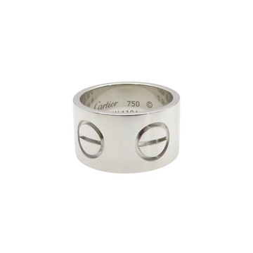 Cartier 卡地亞 18K白金 寬版 Love 戒指 #52 【二手名牌BRAND OFF】