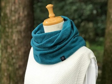 擁抱溫度。純喀什米爾麻花圍脖 [Basic Design] 藍綠色