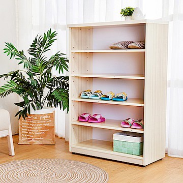 Birdie南亞塑鋼-2.2尺開放式五格收納櫃/置物櫃/鞋櫃(白橡色)-66x33x100cm