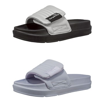 【KangaROOS 美國袋鼠鞋】女鞋 LUXE SLIDE 厚底雲朵拖鞋 魔鬼氈 止滑 避震 運動涼拖鞋(2款任選)