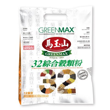 【馬玉山】32綜合穀類粉(12入) 冷泡/沖泡/穀粉/無添加蔗糖/高纖高鈣/全素食/台灣製造