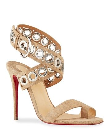 sandaclou suede grommet cuff red sole sandals