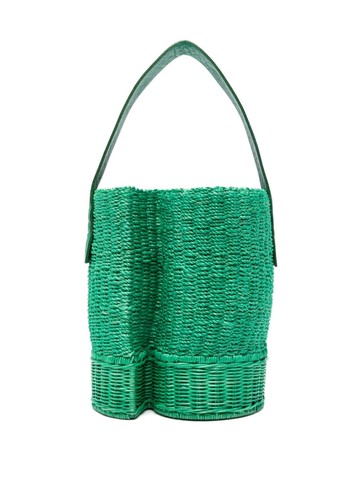 sacai - interwoven bucket bag - women - Calf Leather/Rattan Fibres - One Size - Green