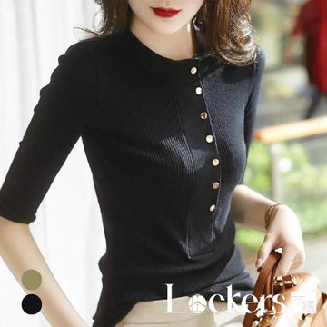 【Lockers 木櫃】春季法式輕奢打底顯瘦針織上衣 L112031303