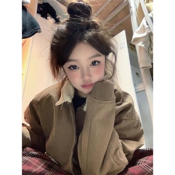 羊羔毛加絨男女款寬松棉衣外套