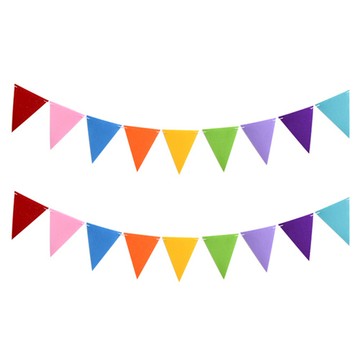 Partyhae 毛氈三角派對掛旗2件組 15 x 19cm  1個  彩虹色