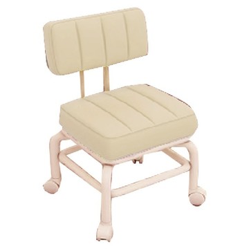 Skylife 方形靠背鐵架矮凳 科技布 海綿  白色  1個