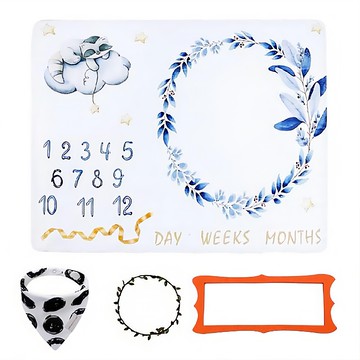 Kori Deer 可莉鹿 法蘭絨嬰兒童成長紀錄日期毯安撫毯包巾附配件 Set  星星光環