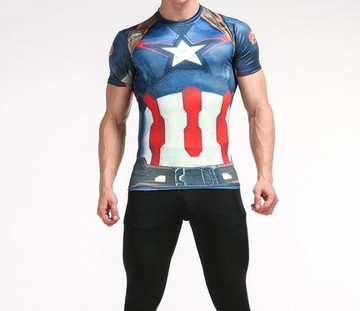 FINDSENSE MD 日系 時尚 男 高彈力 緊身運動短T 訓練服 跑步 健身T恤 短袖T恤 美式3D戰士圖案