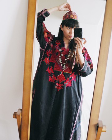 Vintage 阿富汗手工刺繡小圓帽