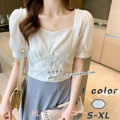 夏トップス ブラウス 半袖ブラウス レディースファッション パフスリーブ スクエアネック キレイめ 森ガール お呼ばれ 通勤通学ol就職 代 40代 着回し 通販 Lineポイント最大get Lineショッピング