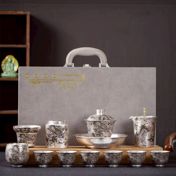 【BRAVOMART HOME】手繪龍吟茶具鎏銀套組 升遷禮 商務送禮 禮物獨家 新品上市 入厝禮情人節禮物