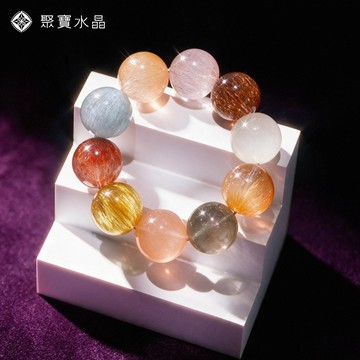 【傳家級彩兔毛手鍊22.5mm】天然原礦 水晶 手串 手鐲 擺件 吊墜 招財 開運 收藏 直播 聚寶水晶