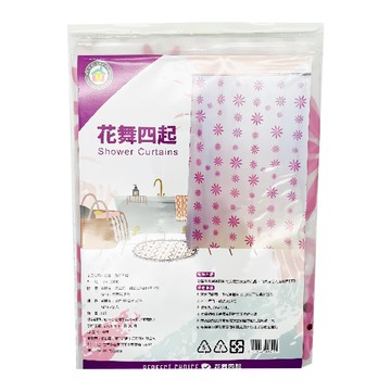 騰宇 浴簾 浴簾布  180 x 180cm  花舞四起 白色  1個
