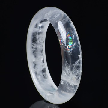 遇見彩虹-天然阿賽斯特萊彩虹白水晶手鐲女款 高能水晶鐲子首飾品