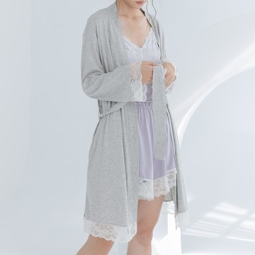 莫代爾法式蕾絲罩衫-灰色